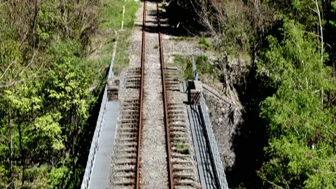 Valle d'Aosta, train line view with tunel Stock Footage 191117436