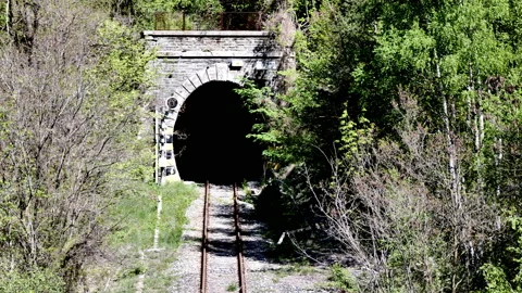 Valle d'Aosta, train  tunel only view Stock Footage 191121928