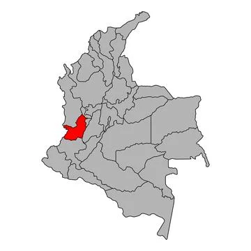 Valle del Cauca of Colombia map shape, travel web flat concept icon vector il Illustrazione stock