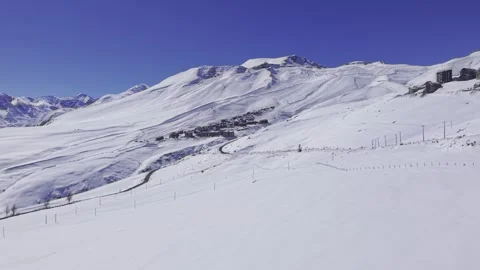 Valle Nevado Ski Slopes and Lift Infrastructure Aerial Chile 4K Stock Footage 342764129