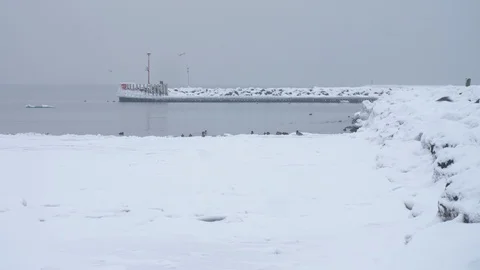 Vallensbeak Beach in the winter Stock Footage 86863360