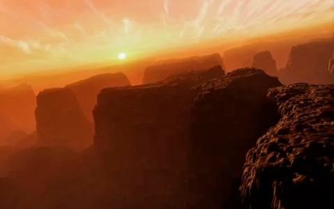 Valles Marineris at Sunset Stock Illustration
