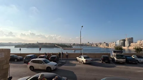 Valleta, Malta - 06/01/2024: The panoramic view of Valletta's port in Stock Footage 278502359