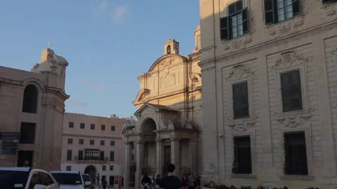 Valleta, Malta - 06/01/2024: Side view of The Church of St. Catherine of Stock Footage 278039939