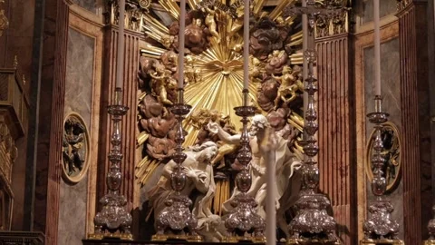 Valleta, Malta - 06/26/2024: A tilt-down shot of the Baptism of Jesus with Stock Footage 278380856