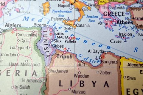 Valletta Malta Map  Soft Blur Coastal &amp; Urban Geography Background Foto stock