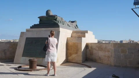 Valletta, Malta, War siege Memorial Stock Footage 117602020