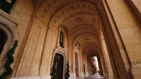 Valletta old walking corridor Stock Footage 232863239