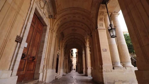 Valletta old walking corridor Stock Footage 232863240