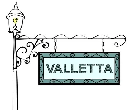 Valletta retro vintage lamppost pointer Stock Illustration