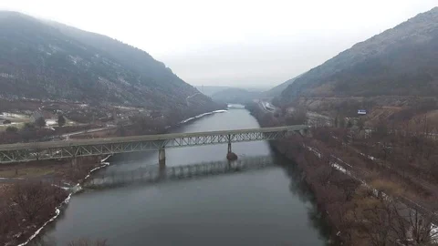 Valley aerial pull back in the winter Stock Footage 71697696