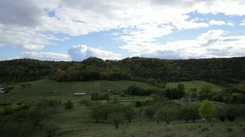 Valley and hillside in Fall - pan right to left Stock Footage 22322137