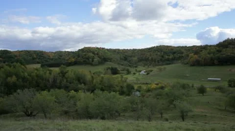 Valley and hillside in Fall - pan left to right Stock Footage 22322143