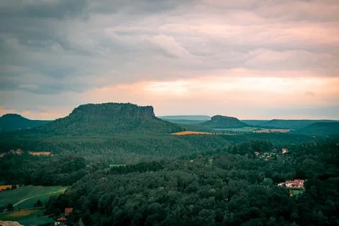 Valley and sunset 스톡 사진