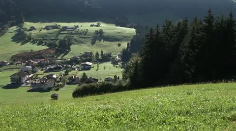 Valley In Austrian Alps in Summer Stock Footage 10824146