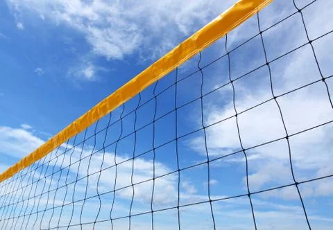 Valley ball net, blue sky Stock Photos