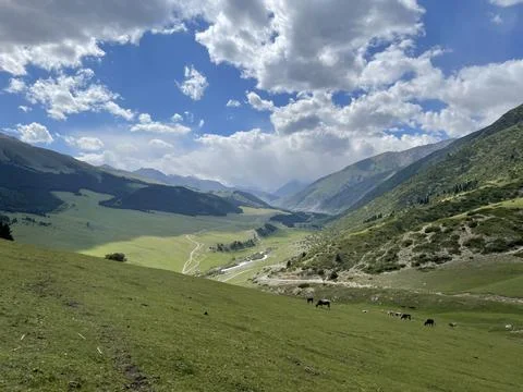 Valley between mountains Stock Photos