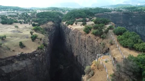 Valley Between Two Mountains with Trees on Both Sides Stock Footage 284711369