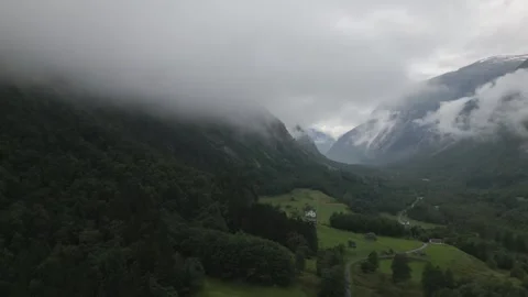 Valley with clouds aerial  Stock-Footage 252257132