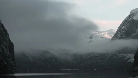 Valley covered in fog (4K) (Timelapse) Stock Footage