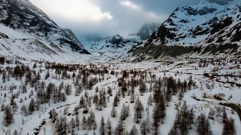 A valley covered with snow Video stock 128750116