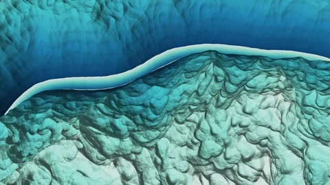 Valley Dam Break Flood Wave Inundation Depth Raster Emergency Planning Oblique Stock Footage 343368443