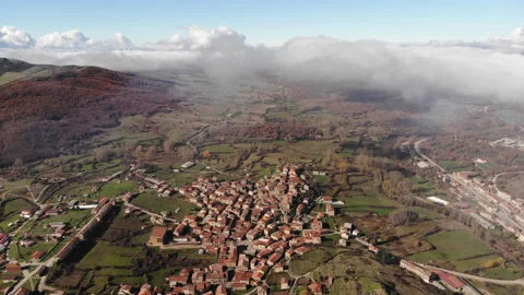 Valley Drone view day Timelapse - Palacios de la Sierra Video stock 146589107