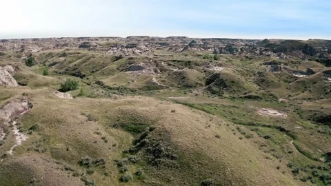 Valley of Drumheller Alberta Dinosaur Provincial park Stock Footage 233374388