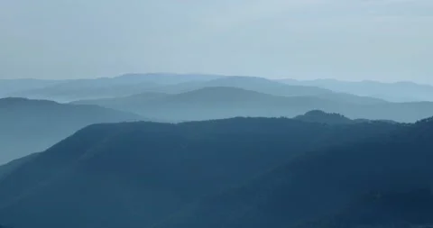 Valley early in the morning, blue colors. Stock Footage
