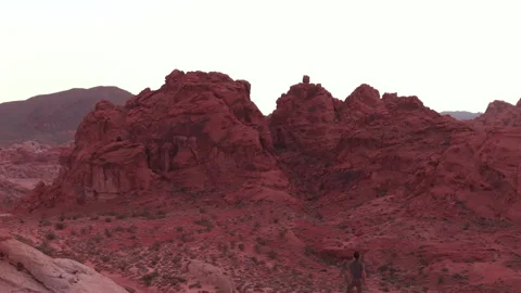 Valley of Fire with Hiker/heroic Stock Footage 257844366