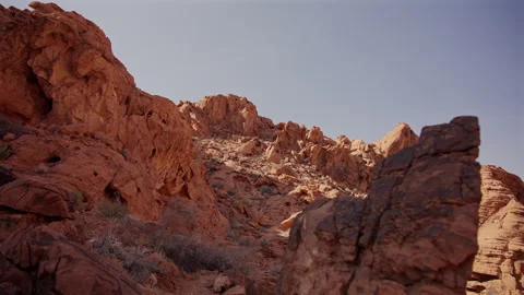 Valley of Fire Jagged Red Rocks Stock Footage 314684335