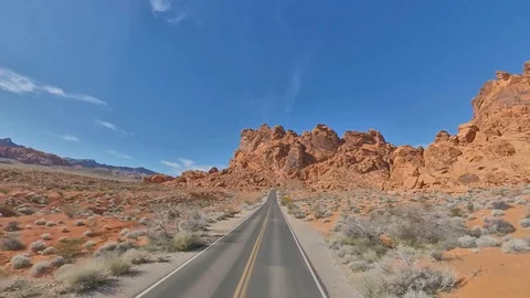 Valley of Fire Park Time Lapse Drive 4K Red Rocks Video stock 123945689