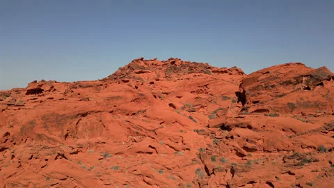 Valley of Fire Red Sandstone Rocks Nevada Drone View Stock Footage 317435879
