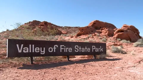 Valley of Fire State Park Sign Stock Footage 137627092