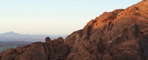 Valley of Fire at Sunset - Aerial View in the Desert Stock Footage 100098527