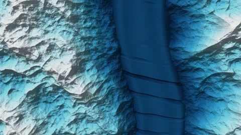 Valley Glacier Ice Surface Elevation Model Crevasse Field Contour Lines Nadir 스톡 동영상 343382839