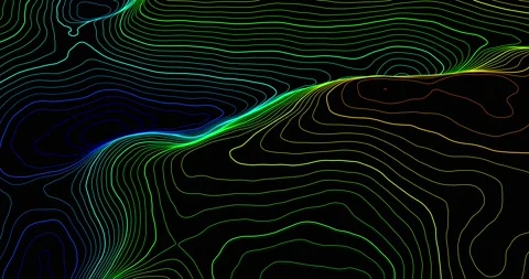 Valley: gradient tinted contour line display. Video stock 132927561