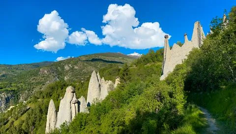 Valley of Heremence- Pyramids of Euseigne Stock Photos