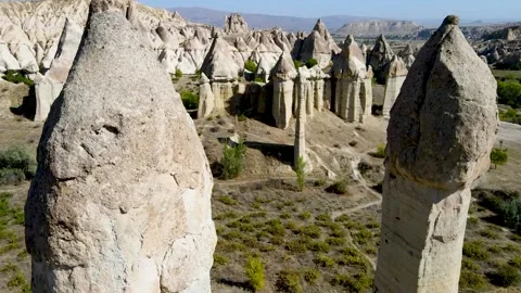 Valley of love, a flight between the rocks and thelandscape of Cappadocia Stock Footage 168617026