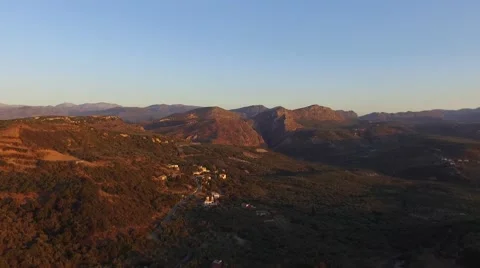 Valley Mountain Sunset Drone shot - 2.7 K Stock Footage 65491396