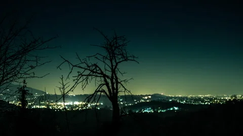 Valley by Night time lapse Stock Footage 252070424
