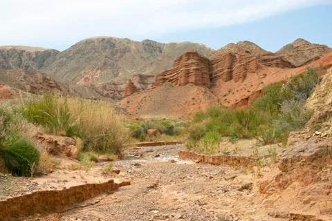Valley of red mountains. Stock Photos