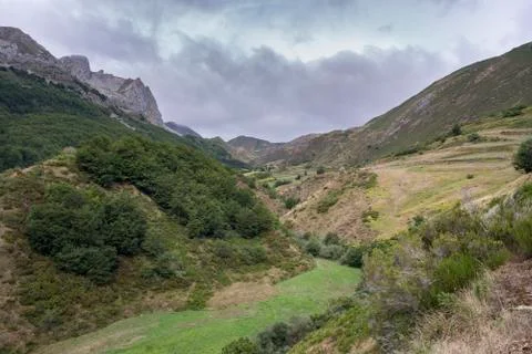 Valley of the River Trabanco Stock Photos