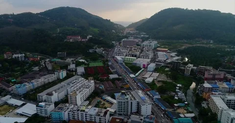 Valley road running between two wooded hills to the sea 動画素材 71301765