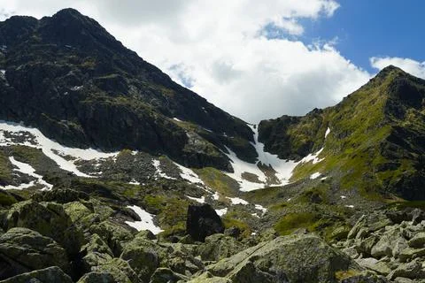 Valley with snow 写真素材