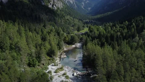 Valley on a sunny day between the alps mountains Stock Footage 161632912