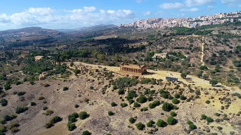 Valley of the Temples. An archaeological site in Agrigento, Sicily. Stock Footage 99459847