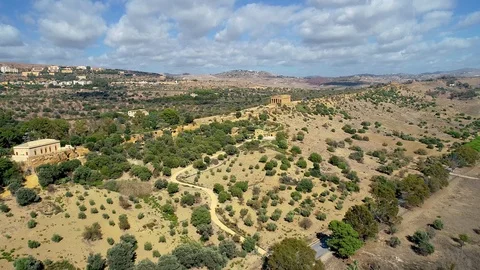 Valley of the Temples. An archaeological site in Agrigento, Sicily. Stock Footage 99459876