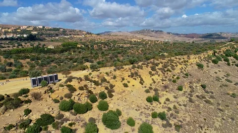 Valley of the Temples. An archaeological site in Agrigento, Sicily. Stock Footage 99459988
