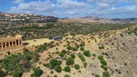 Valley of the Temples. An archaeological site in Agrigento, Sicily. Stock Footage 99460097